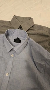 Two Pack Men's H&M Easy Iron Dress Shirts Small Slim Fit Blue Gray - Picture 1 of 4