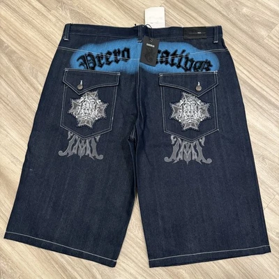 Vintage Y2K Raw Blue Jean Shorts Mens 44 Loose Baggy Fit Grunge Oversized Emo - Image 1 of 3