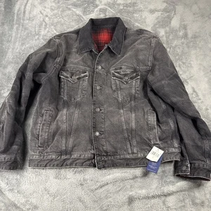 Polo Ralph Lauren Herren grau/rot-schwarz kariert Wende Denim Trucker Jacke LG - Bild 1 von 20