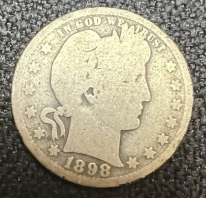 1898 O Barber Quarter 90% Silver KM 114  Album-toned 125 YO coin New Orleans - Picture 1 of 4