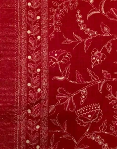 KATHERYN IRELAND Greta Red Floral Linen Remnant New - Picture 1 of 2