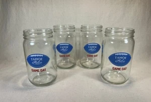 Tahoe Blue Vodka “Game Day” advertising x4 MASON JAR GLASSES 12 OZ, Bar, New - Picture 1 of 7