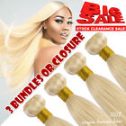 Thick 1-4bundles Virgin Human Hair Extensions Weave Weft or Lace Closure BLONDE