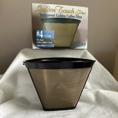 Filtro de café permanente One All by Medelco #4 Cone Golden Touch Plus - Nuevo - EE. UU. Foto 1 de 4