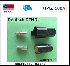 100Amp Deutsch DTHD 1 Pin Way Connector Male & Female DTHD04-1-4P DTHD06-1-4S - Picture 1 of 9