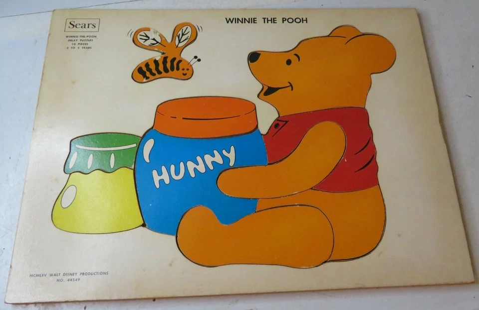 Rompecabezas de madera Sears vintage Disney Winnie the Pooh 10 piezas 1965 madera usado 2-5 años Foto 1 de 4