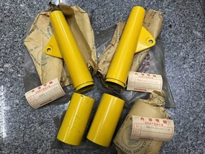 Honda CL125 CL125A L/R Cover Front Fork&Rear Shock Upper x2 Yellow XM NOS Japan - Picture 1 of 22