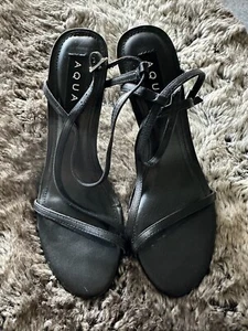 Aqua Women’s Black Strappy Stiletto Heels- 7 - Picture 1 of 8