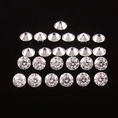 White D Color Moissanite Round VVS1 Lab Created Diamond Gemstone Cut 2x2 - 4x4MM - Image 1 of 4