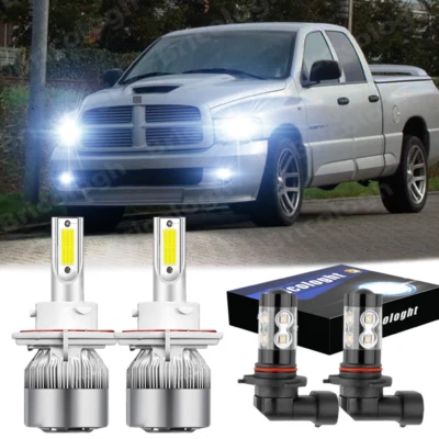 LED Headlight + Fog Light Bulbs COB For Dodge Ram 1500-3500 2006 2007 2008 2009 - Image 1 of 4
