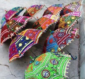 Wholesale Wedding Mehndi Event Decorative Mirror Work Parasol Indian Umbrella - Picture 1 of 4