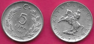 TURKEY 5 LIRA 1982 UNC 1 YEAR TYPE,KEMAL ATATURK ON HORSEBACK,small type; cresce - Picture 1 of 1