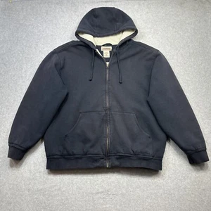LL Bean Hoodie Large Black Full Zip Katahdin Iron Works Sherpa Heavy Rugged Work - Picture 1 of 19