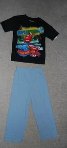 Lightning McQueen Pants Set 2 pc Disney Cars Short Sleeve Black Gray Boys-sz 4 - Picture 1 of 6