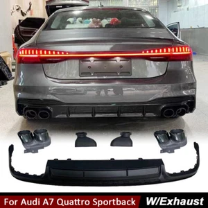 Labio difusor de parachoques trasero con puntas de escape para Audi A7 Quattro Sportback 2019-2020 - Imagen 1 de 11