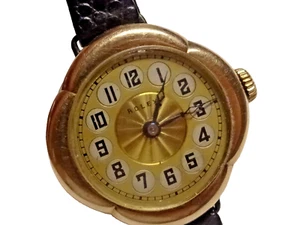 MUST(o)SEE  1924 Antique ROLEX 9K Gold 15J Manual Watch w/ Super Telephone Dial - Picture 1 of 15