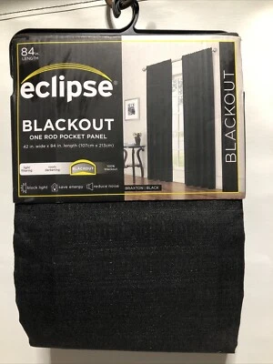 ECLIPSE Blackout Curtain Panel 42" x 84" Braxton Black Thermaback - Image 1 of 4