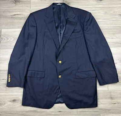 Chaqueta Blazer Samuelsohn Austin 44L Azul Marino Dorado Cresta Botones Super 110s Lana Foto 1 de 4