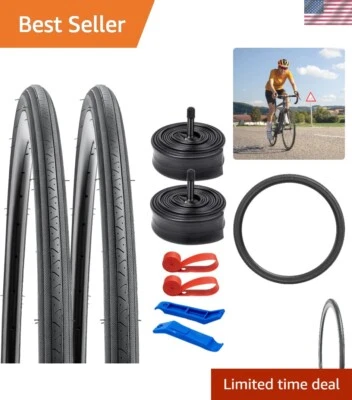 2-PCS 32-630 and 27" Bike Tubes Schrader Valve with 2 Rim Strips Compatible w... - Image 1 of 4