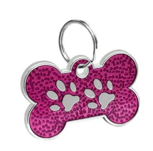 Custom Laser Engraved Pet Dog Cat Tags Personalized Bone/Paw & Free Split ring - Picture 1 of 33