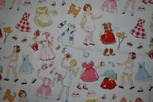 Cotton quilting fabric 43" x 19", paper doll print