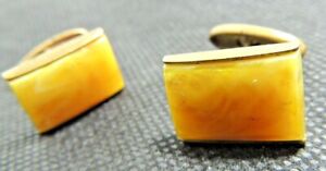 1950`s USSR SOVIET Cufflinks royal yellow amber imitation Bakelit brass gilding?