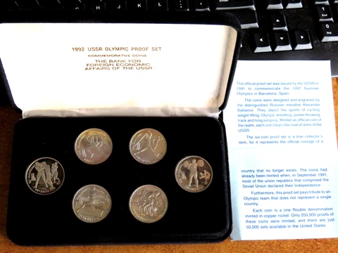1992 USSR Russia (6) Coin Olympic Proof Set Barcelona Summer Games  D1 Cover