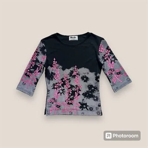๐ซ๐ Vintage 90s grunge pink floral graphic top Size Small - Picture 1 of 7