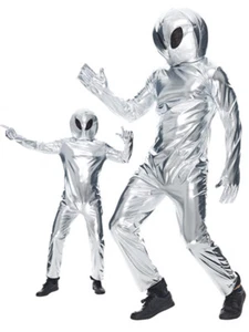 W-M1-4 Adult Womens Mens Silver Alien Outer Space Party Costume - Picture 1 of 10