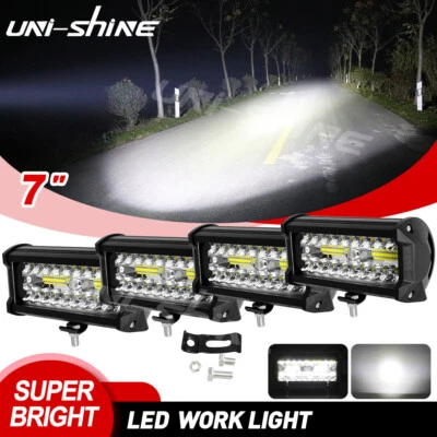 Barra de luz de trabajo LED de 4 piezas 7" 20000 lm cápsula de inundación conducción tractor todoterreno 4x4 12 V Foto 1 de 4