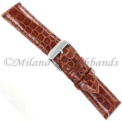 20mm deBeer Havana Genuine Crocodile Turned Edge Hand Stitched Mens Band Short - Image 1 of 4