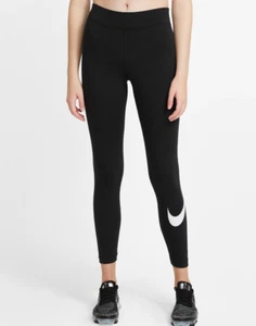 Nike Women's Mid-Rise Swoosh Leggings Black cz8530-010 Size S - Picture 1 of 4