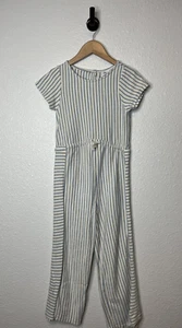 Zara Girls Blue Ivory Striped One Piece Jumpsuit Size 9 Pre-Owned - Picture 1 of 10