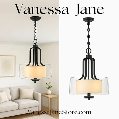 World Imports Renee II Beautiful Oil Rubbed Bronze 2-Light Glass Pendant - Image 1 of 3