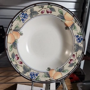 Mikasa Garden Harvest Intaglio Set Of 6 Rimmed Soup Bowls 9 1/4" - Picture 1 of 2