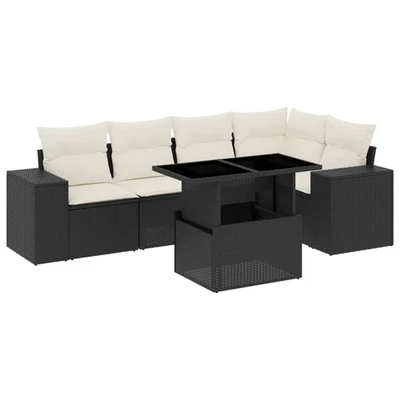Patio Sofa Set with Cushions Outdoor Furniture 6 Piece Poly Rattan vidaXL - Image 1 of 4