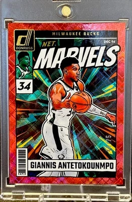 Giannis Antetokounmpo 2024-25 Donruss 红色钻石 Prizm 网奇迹 #17 /75 — 第 1/4 张图片