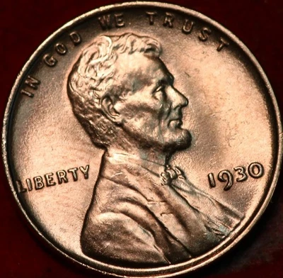 Uncirculated Red 1930 Philadelphia Mint Copper Lincoln Wheat Cent - Image 1 of 2