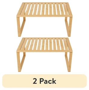 (2 pack) Better Homes & Gardens Bamboo Stackable Shelf, 16 x 10 x 1.18in,Natural - Picture 1 of 10