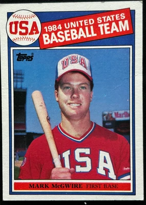 Equipo de béisbol de Estados Unidos 1985 Topps #401 Mark McGWIRE 1984 arrugado Foto 1 de 2