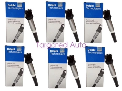 For BMW X3 X5 X6 135i 328i 335i 528i 530i 3.0T 6 pcs OEM Delphi Ignition Coils - Image 1 of 4