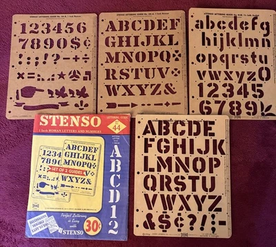Vintage Stenso Lettering Guide Stensils Lot (Please see pictures of the items) - Image 1 of 4