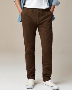 J Crew Mens 484 Slim Fit Stretch Chino Pant 34x34 Woodland Brown Khakis Preppy - Picture 1 of 5
