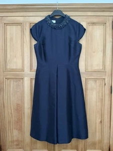 Hobbs Women's Navy Blue Marcella Dress Size 12 Crystal Neck. - Picture 1 of 3