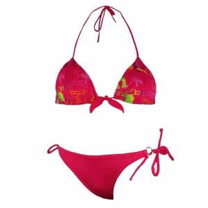 Puma Style Cats Pink Womens Triangle Tie Up Bikini - Picture 1 of 1
