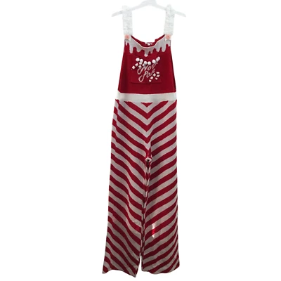 Born Famous Womens Size XXL Knit Overall Jumpsuit 'North Pole' Red/White - Image 1 of 4