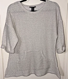 Robert Louis Knit Sweater Shirt Cream Ivory Womens S Pullover Top V-Neck Pockets - Picture 1 of 5