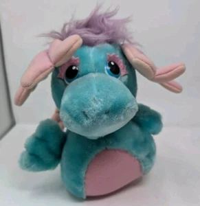 WUZZLES Moosel Hasbro Softies Plush Moose Seal Seahorse 1984 Aqua Purple - Picture 1 of 9