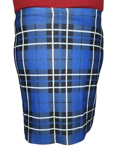 Blue Tartan Bodycon Flippy Skirt Elasticated Waist 32"/40" New One size - Picture 1 of 3