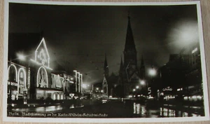 AK ~1930er: Berlin Nachtstimmung Kaiser-Wilhelm-Gedächniskirche - Bild 1 von 2